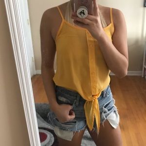 Full Tilt Sheer Yellow Tank Top